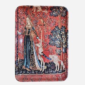 vintage boho whimsigoth the lady and the unicorn plastic tray